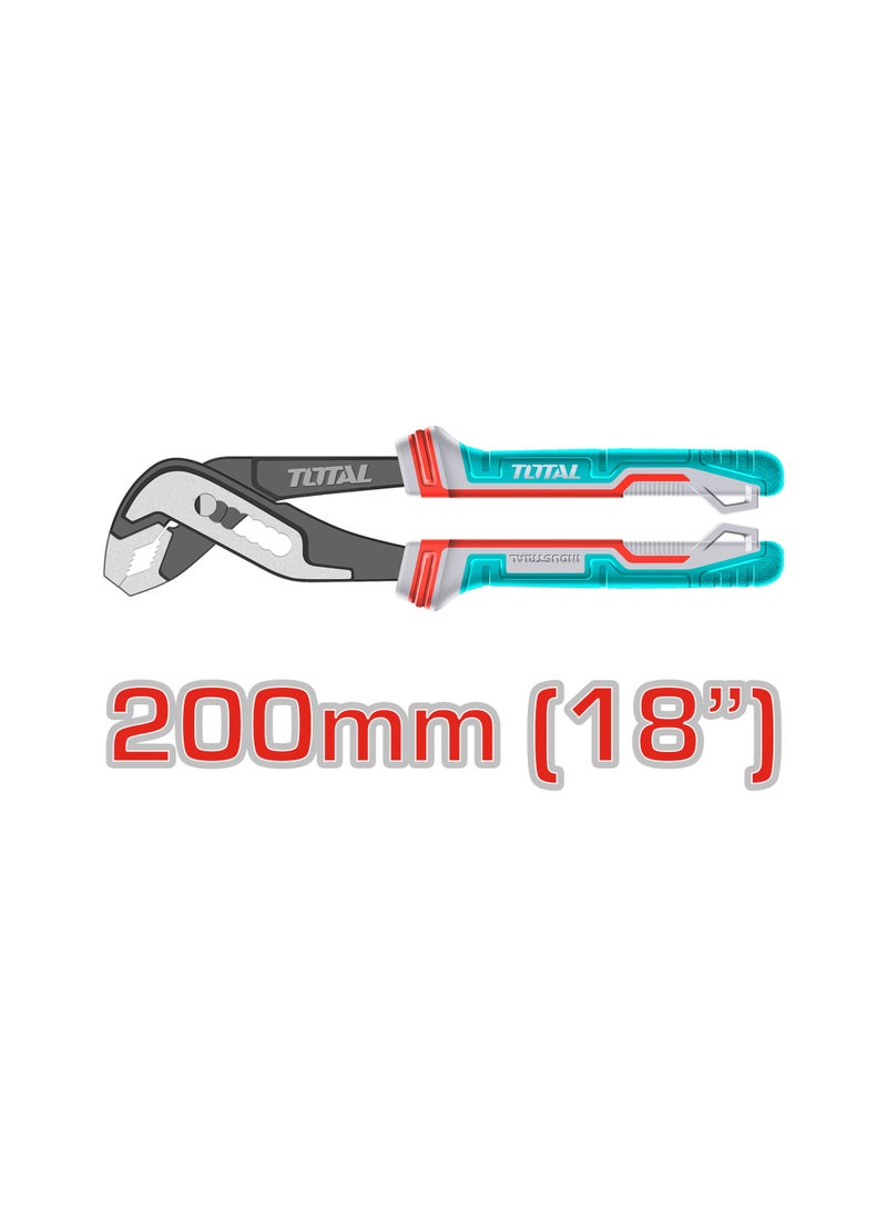 توتال كماشة مضخة احترافية من توتال، مقاس 8 بوصات / 200 مم، مصنوعة من فولاذ كروم-فاناديوم (Cr-V)، بتشطيب أسود مؤكسد، مزودة بمقبض TPR ثلاثي الألوان، أقصى فتحة 35 مم - Image 2