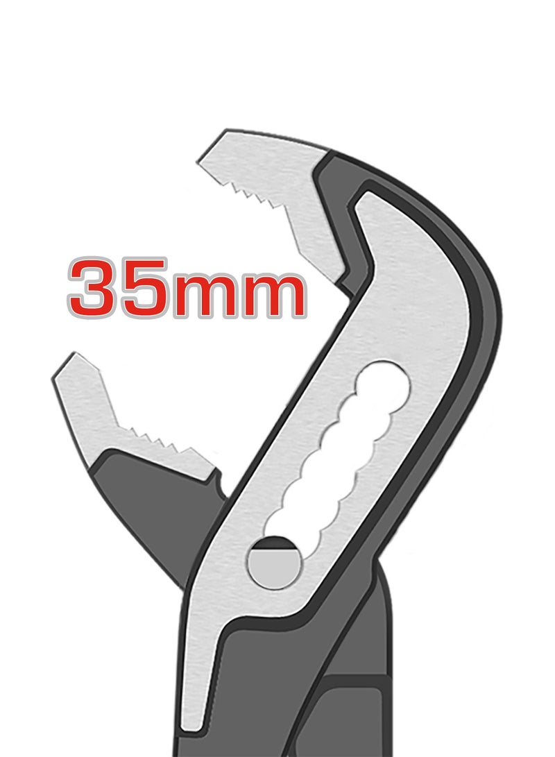 توتال كماشة مضخة احترافية من توتال، مقاس 8 بوصات / 200 مم، مصنوعة من فولاذ كروم-فاناديوم (Cr-V)، بتشطيب أسود مؤكسد، مزودة بمقبض TPR ثلاثي الألوان، أقصى فتحة 35 مم - Image 3