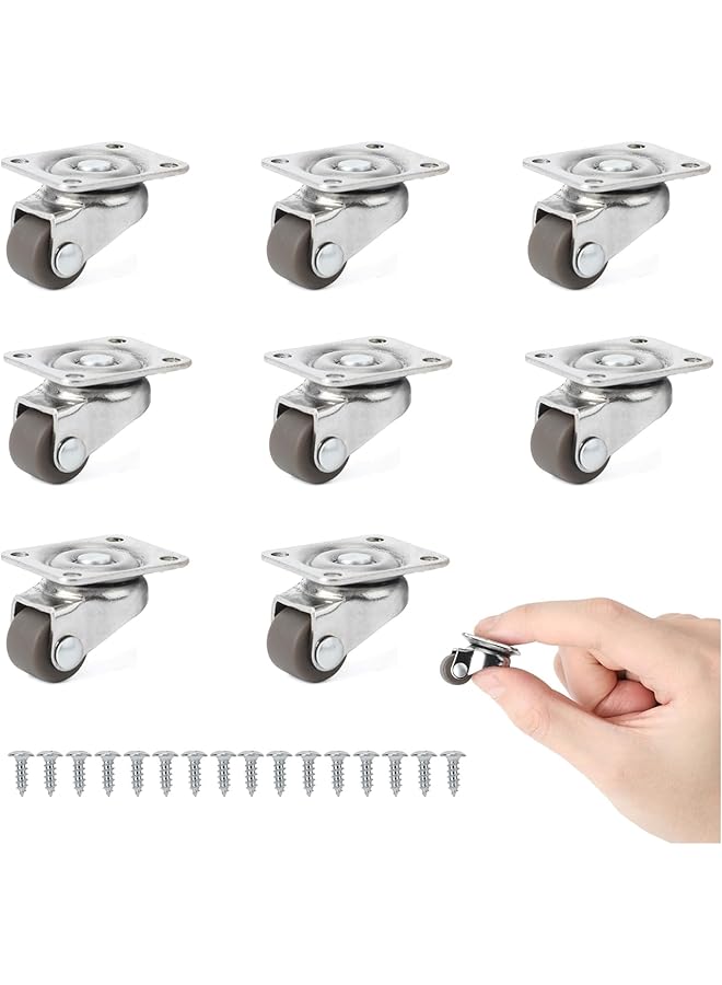 erorex 8Pcs Small Caster Wheels 1 2Inch Mini Swivel Caster Wheels Little Low Profile Self Adhesive Caster Wheels For Furniture Kitchen Appliances Light Duty Projects Planters Tray - Image 1