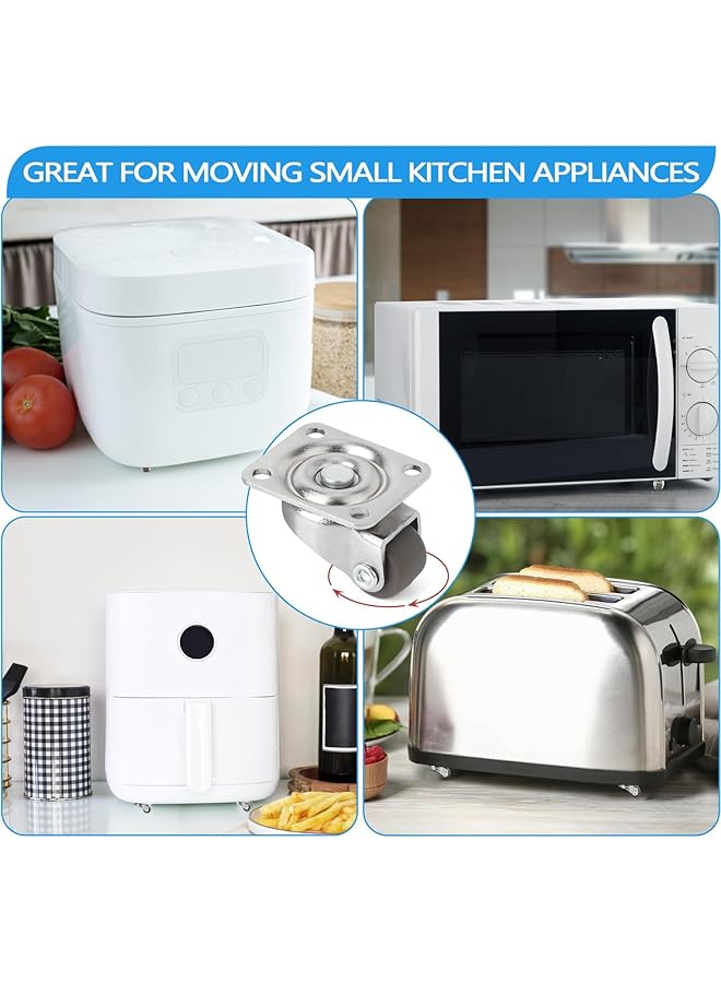 erorex 8Pcs Small Caster Wheels 1 2Inch Mini Swivel Caster Wheels Little Low Profile Self Adhesive Caster Wheels For Furniture Kitchen Appliances Light Duty Projects Planters Tray - Image 2