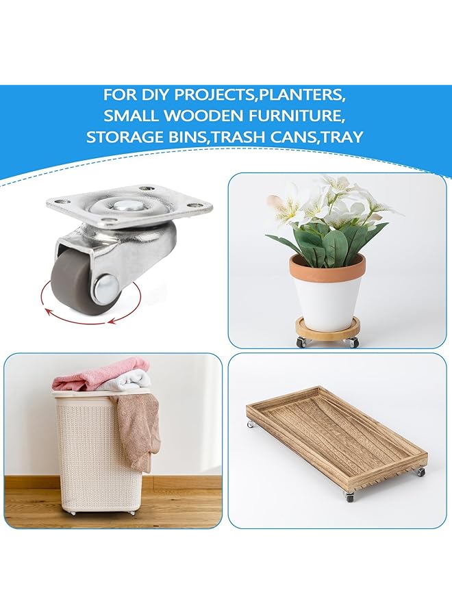 erorex 8Pcs Small Caster Wheels 1 2Inch Mini Swivel Caster Wheels Little Low Profile Self Adhesive Caster Wheels For Furniture Kitchen Appliances Light Duty Projects Planters Tray - Image 3