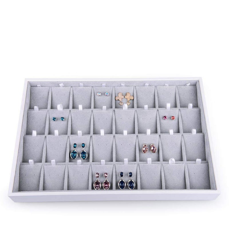 Oirlv Velvet Stackable Jewelry Tray 32 Grids Earrings Organizer Display Showcase Jewelry Storage trays - Image 2