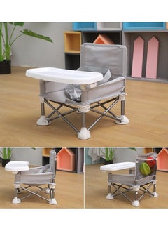 General Children's Dining Chair Portable Foldable Multifunctional Children's Dining Stool Baby Seat with Removable Tray Storage Bag Suitable for Boys and Girls 6-36 Months Outdoor Outing Eating Seat (Grey)  - Image 2