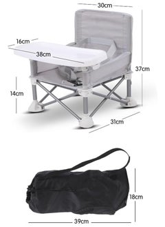 General Children's Dining Chair Portable Foldable Multifunctional Children's Dining Stool Baby Seat with Removable Tray Storage Bag Suitable for Boys and Girls 6-36 Months Outdoor Outing Eating Seat (Grey)  - Image 4