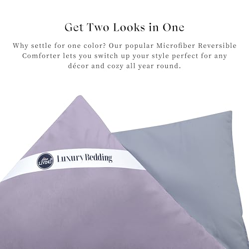 bien LIVING Plush Reversible Microfiber Comforter Double Bed | 220 GSM Wadding |110 GSM Peached Extra Soft Microfiber Fabric,All Weather Comforter Double Bed (90 X 100 Inches)(Ash Grey + Wisteria) - Image 4
