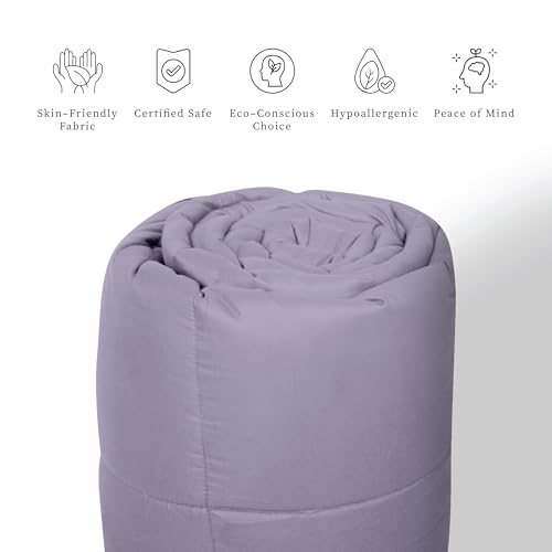 bien LIVING Plush Reversible Microfiber Comforter Double Bed | 220 GSM Wadding |110 GSM Peached Extra Soft Microfiber Fabric,All Weather Comforter Double Bed (90 X 100 Inches)(Ash Grey + Wisteria) - Image 5