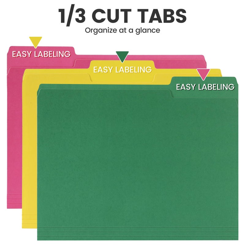 TONOS Colored File Folders 8 Packs, Letter Size, 1/3 Cut Tab. Chromatic Manila Folders 8.5 x 11 for Documents, File Folders with Foldable Lines for Easy Storage, Carpetas para Documentos for Office, School - Image 2