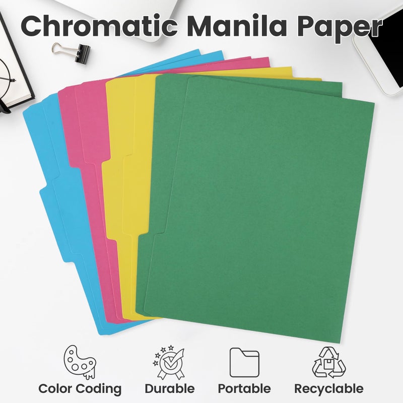 TONOS Colored File Folders 8 Packs, Letter Size, 1/3 Cut Tab. Chromatic Manila Folders 8.5 x 11 for Documents, File Folders with Foldable Lines for Easy Storage, Carpetas para Documentos for Office, School - Image 3