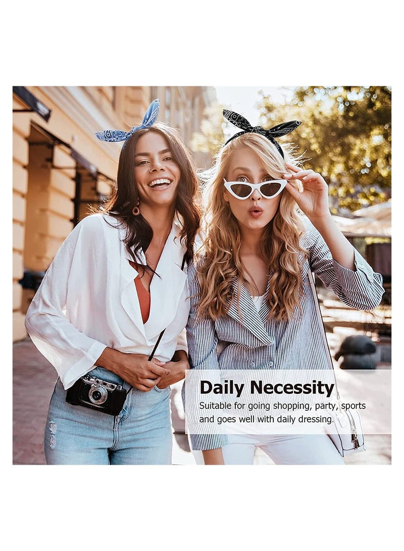 إسكدنيا 6 Pack Boho Bow Headbands for Women Vintage Paisley Flower Printed Elastic Rabbit Ear Head Wrap Hairbands Hair Holder Accessory for Women and Girls - Image 2