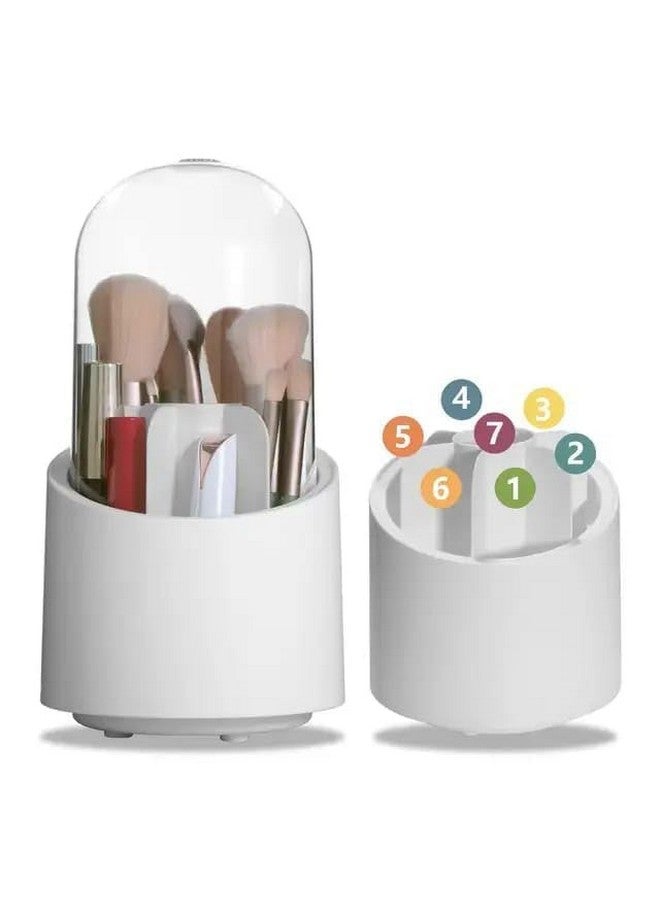 NIL JO Makeup Brush Holders, Dustproof & Waterproof 360 Rotating Cosmetic Brush Holder With Cover Spinning Makeup Organizer - Image 3