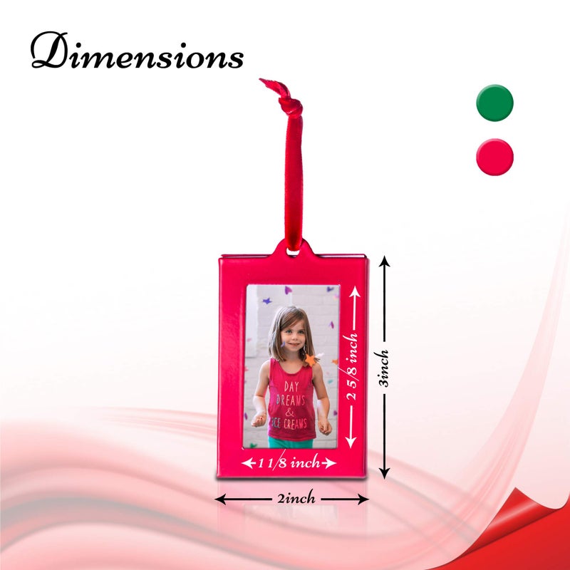 Klikel Christmas Photo Ornament Frames - Red & Green Mini Picture Frames - Set of 8 - Small Holiday Frames for Gifts or Hanging on Christmas Trees - Image 3