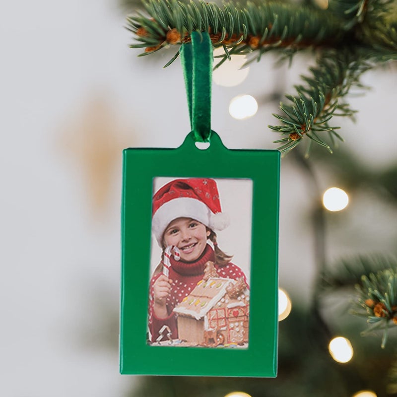 Klikel Christmas Photo Ornament Frames - Red & Green Mini Picture Frames - Set of 8 - Small Holiday Frames for Gifts or Hanging on Christmas Trees - Image 4