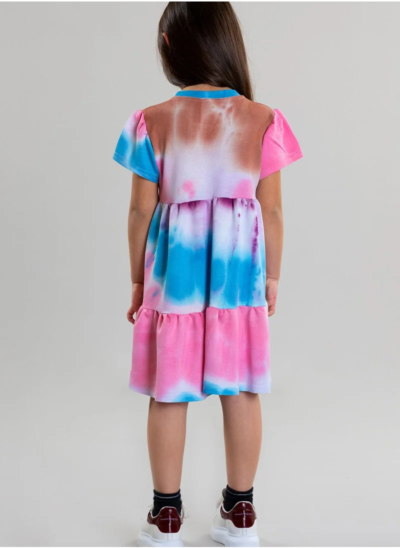 Pear Concept Kids Tie Dye Dress With Pleated