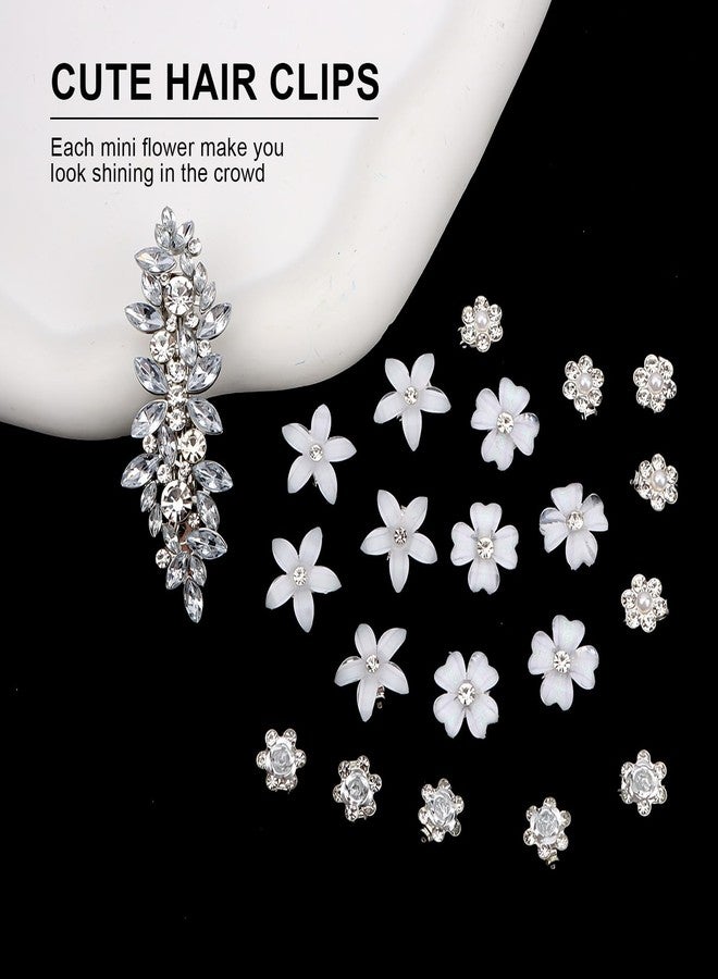 AMCAMI 21pcs Rhinestone hair clips and mini flower clips,Fancy Flower Sliver Hair Accessories For Wedding Bride Bridesmaid Prom - Image 4