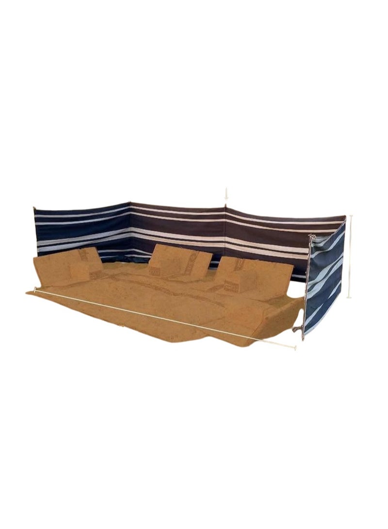 Generic Foldable Desert Camping Tent Windbreak Sidewall Black Striped Cotton Canvas with Steel Poles Inside Fabric vision blocker curtain air breaker dust and dirt ɪnsulator Size 600x120cm - Image 2