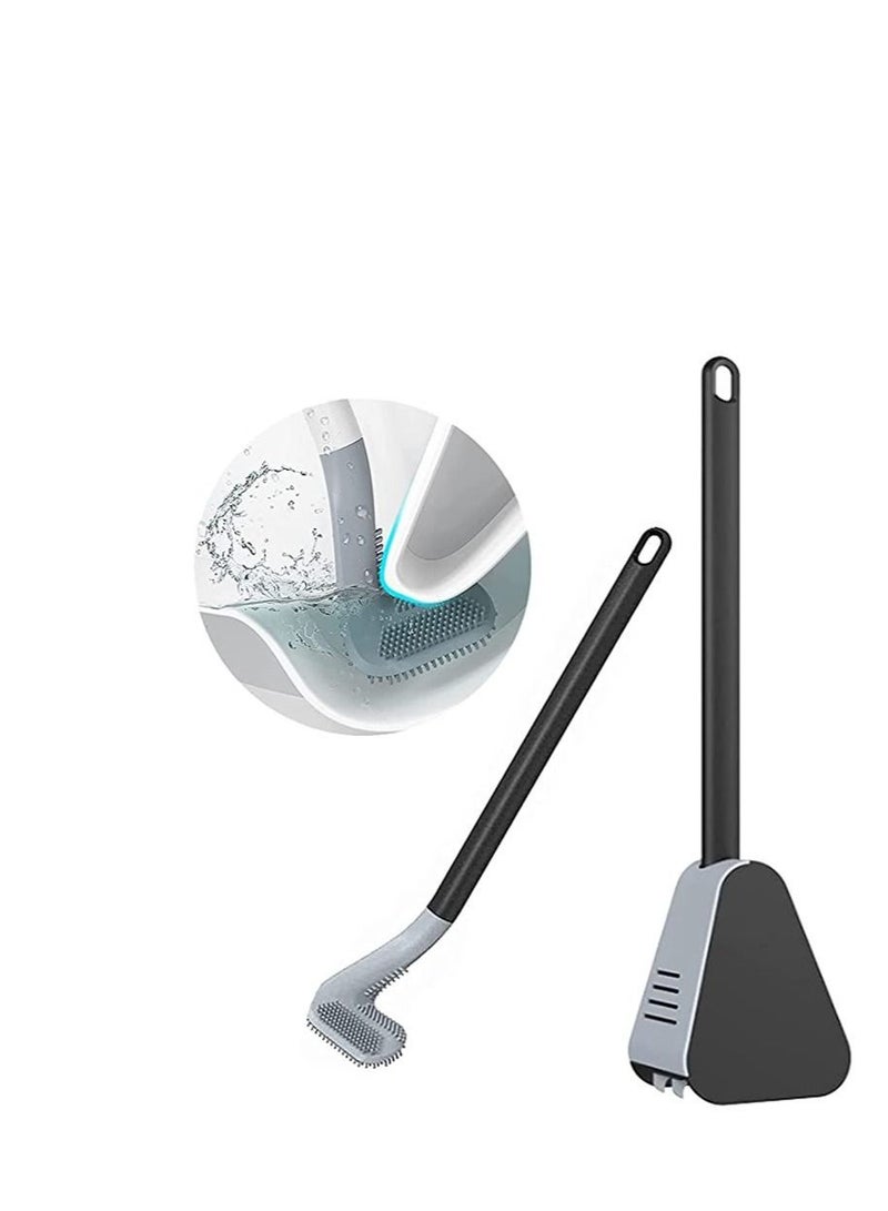 Golf Toilet Brush and Holder Set, Deep Cleaning Silicone Bowl with Non-Slip Long Handle, Head Set Wall-Mounted Quick Drying Cleaner