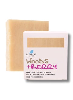 BLUEBYRD SOAP CO. Bluebyrd Soap Woods  Berry Natural Goats Milk Soap Bar  Handmade Organic Goat Milk Soap  Scents of Earthy Woods Grapefruit Ripe Berries  Cruetly Free  GMO Free Woods  Berry 