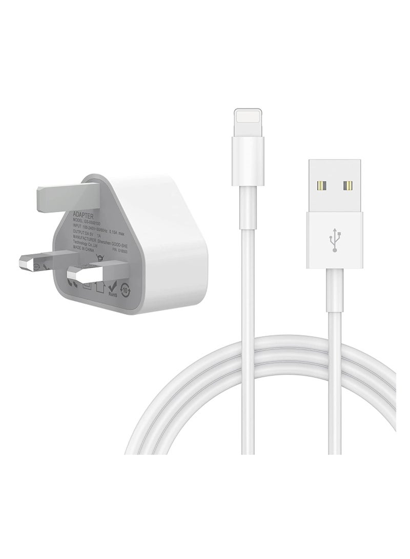 5V 1A Power Adapter Supply, USB Charger Cable and Plug Compatible for i Phone 5S, 6, 6S, 6 Plus, 6S Plus, 7, 7 Plus, 8, 8 Plus, XS, X, XS Max, 11, XR, i Pod Touch 5G Power Cord - Image 1