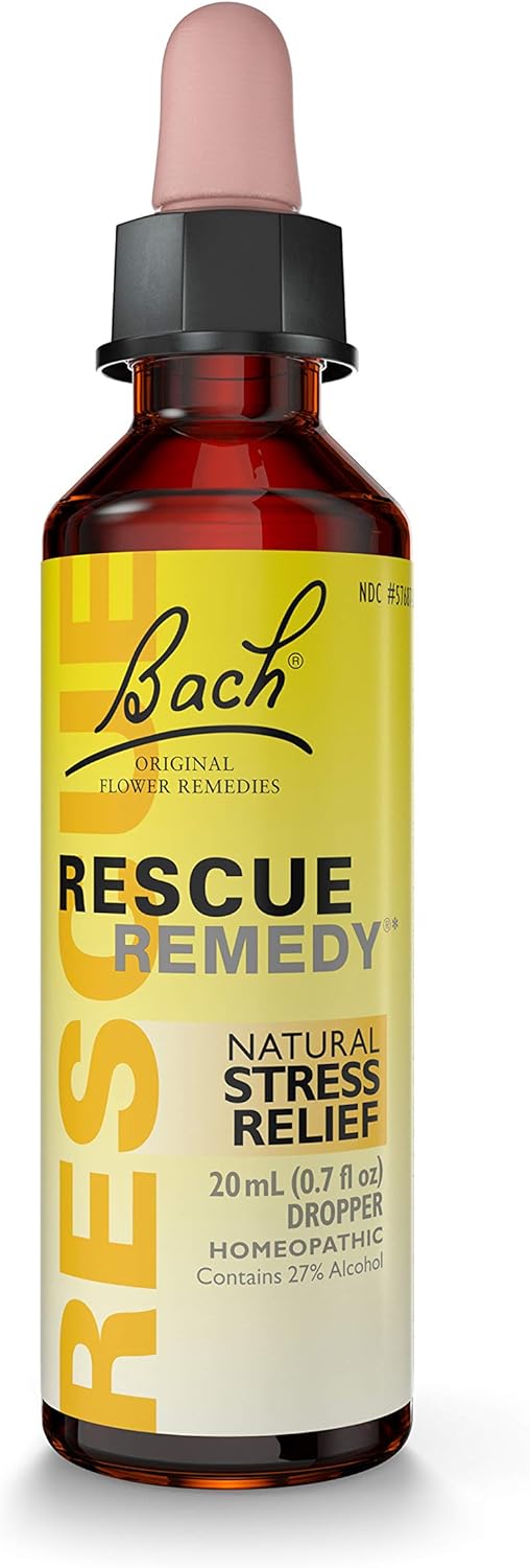 RESCUE Bach RESCUE REMEDY Dropper 20mL, Natural Stress Relief, Homeopathic Flower Essence, Vegan, Gluten & Sugar-Free, Non-Habit Forming 