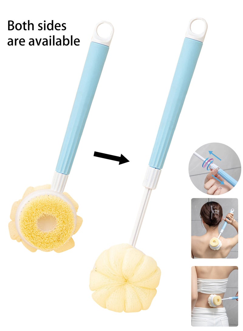 Retractable Long Handle Double-Sided Dry Bath Bath Brush for Cellulite Reduction, Dry Brush for Cellulite & Lymphatic Drainage, Exfoliating Brush, Shower Brush Body Scrubber - Image 1