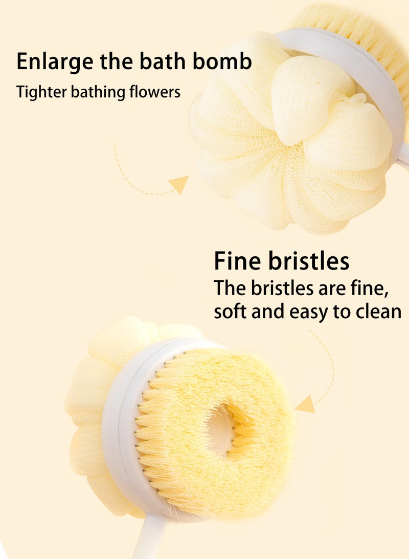 Retractable Long Handle Double-Sided Dry Bath Bath Brush for Cellulite Reduction, Dry Brush for Cellulite & Lymphatic Drainage, Exfoliating Brush, Shower Brush Body Scrubber - Image 2