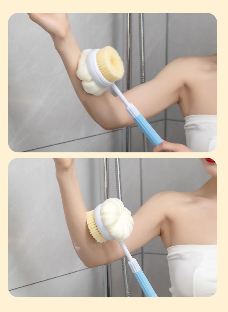 Retractable Long Handle Double-Sided Dry Bath Bath Brush for Cellulite Reduction, Dry Brush for Cellulite & Lymphatic Drainage, Exfoliating Brush, Shower Brush Body Scrubber - Image 3