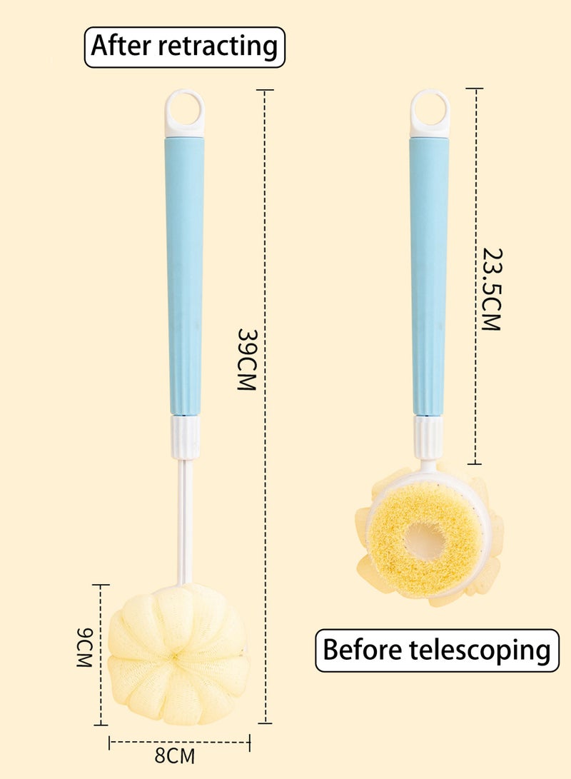 Retractable Long Handle Double-Sided Dry Bath Bath Brush for Cellulite Reduction, Dry Brush for Cellulite & Lymphatic Drainage, Exfoliating Brush, Shower Brush Body Scrubber - Image 4