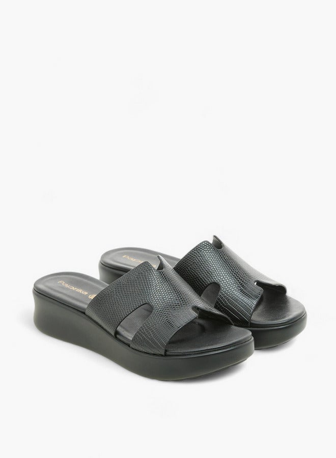 Paprika Women's Cutout Textured Slip-On Sandals - Image 3