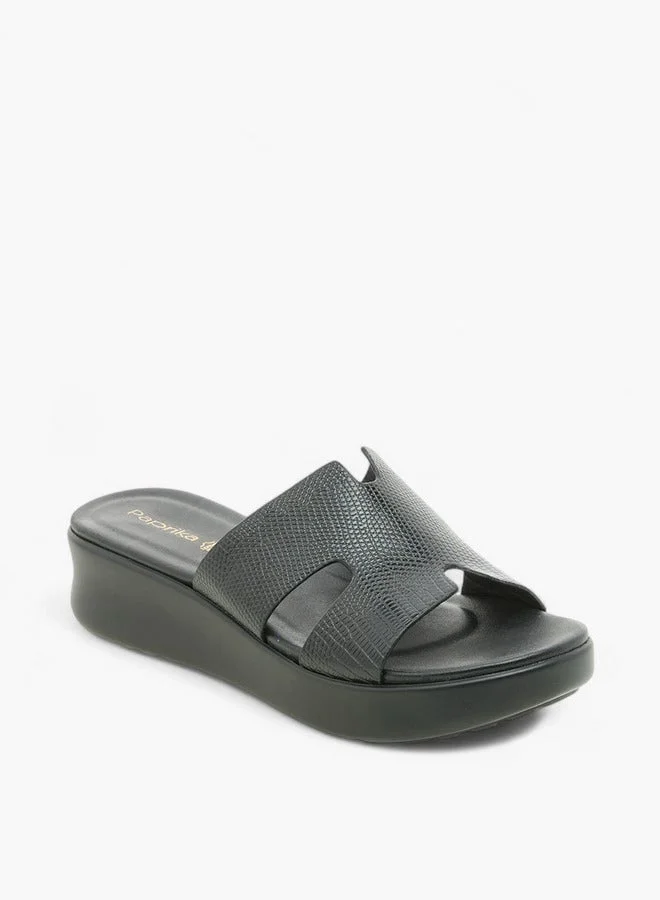 Paprika Women's Cutout Textured Slip-On Sandals