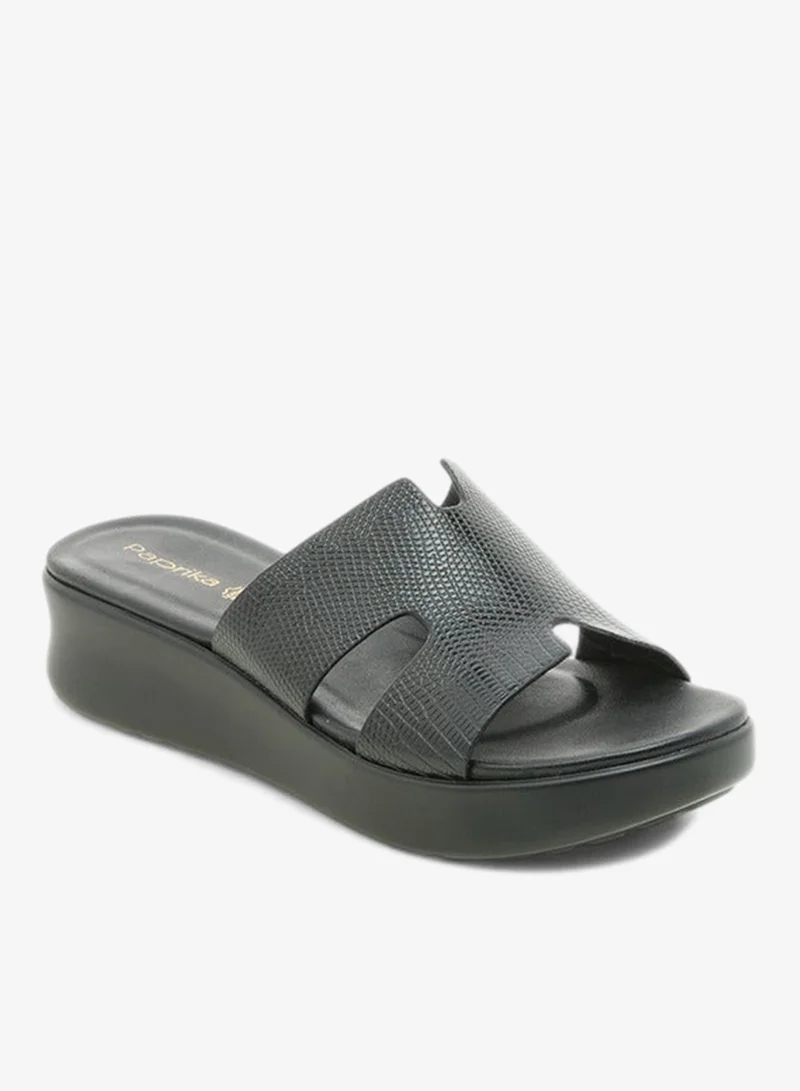 Paprika Women's Cutout Textured Slip-On Sandals