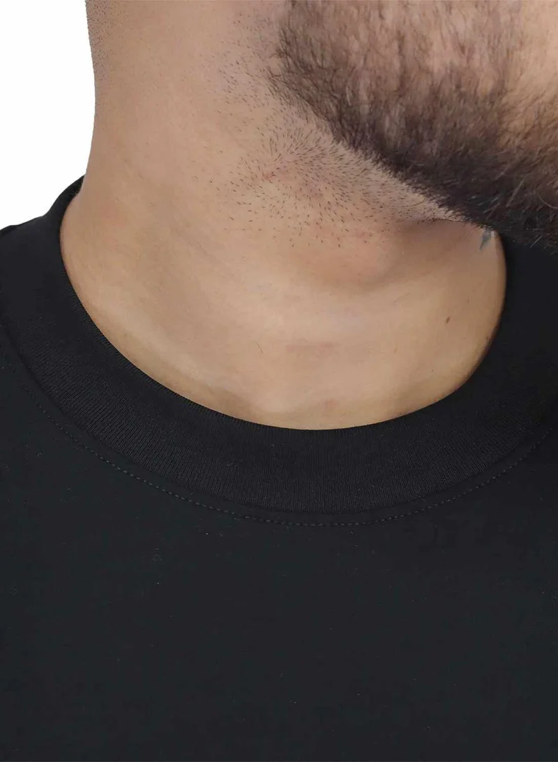 جيوردانو تي شيرت رجالي بياقة دائرية وأكمام طويلة وقصة ضيقة وتطريز سائل وياقة ذكية