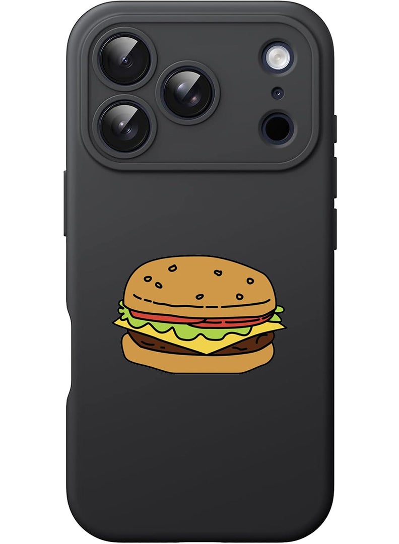 Theodor Protective Slim Fit Case Liquid Silicone Cover with Full Body Protection Anti-Scratch Shockproof Case For Apple iPhone 17 Pro Max (Black) Burger - Image 1