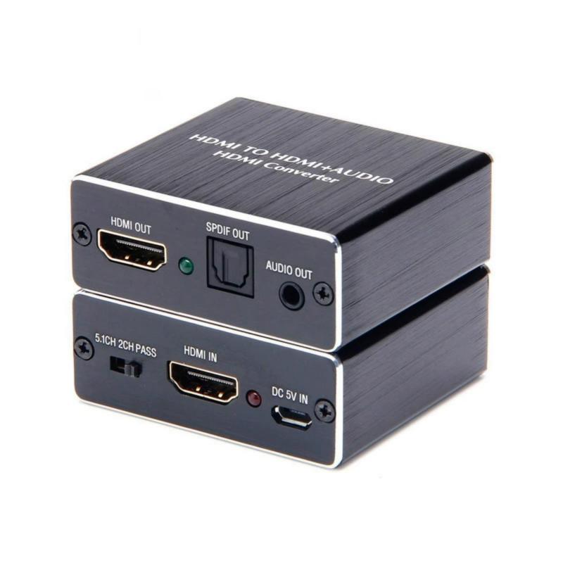 HD Audio Extractor, Black Aluminum Alloy Shell - 4K 4096*2160@30Hz 3D Visual Effect, Multi-Output EDID Switchable Audio Extractor for Home Theater & Media Setup - Image 2