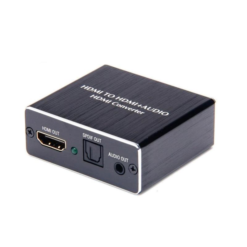 HD Audio Extractor, Black Aluminum Alloy Shell - 4K 4096*2160@30Hz 3D Visual Effect, Multi-Output EDID Switchable Audio Extractor for Home Theater & Media Setup - Image 1