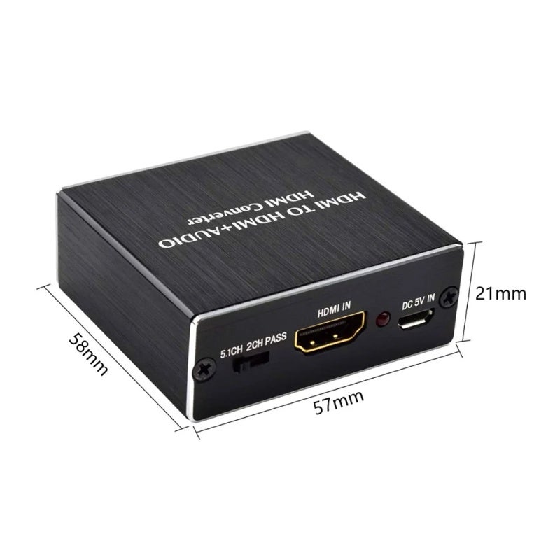 HD Audio Extractor, Black Aluminum Alloy Shell - 4K 4096*2160@30Hz 3D Visual Effect, Multi-Output EDID Switchable Audio Extractor for Home Theater & Media Setup - Image 4