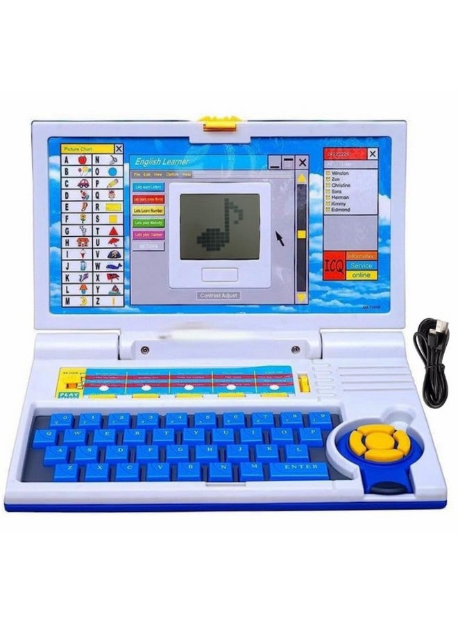 Gooyo Gooyo GY-1101 Plug & Play English Learner Educational Laptop Toy with 20 Learning & Playing Activities|Blue & White Color,Dual Power Supply Source:Micro USB Cable(Included) &3xAA Battery(Not Included) - Image 1