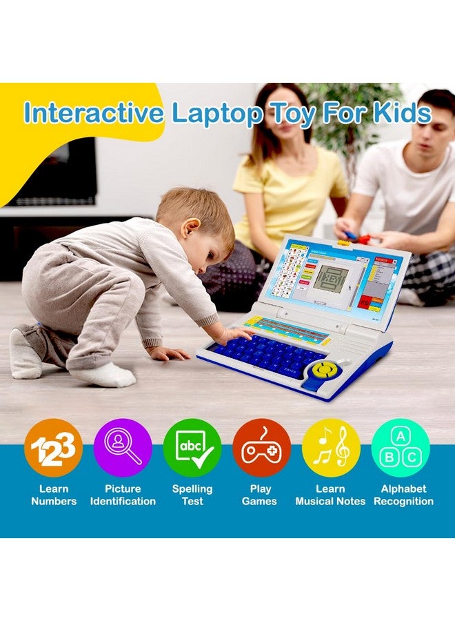 Gooyo Gooyo GY-1101 Plug & Play English Learner Educational Laptop Toy with 20 Learning & Playing Activities|Blue & White Color,Dual Power Supply Source:Micro USB Cable(Included) &3xAA Battery(Not Included) - Image 2