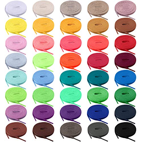 BQTQ 40 Pairs Colorful Shoelace Flat Shoe Laces Flat Multipack Shoestrings for Sneakers Skates Sport Shoes Boots (54 inch) - Image 1
