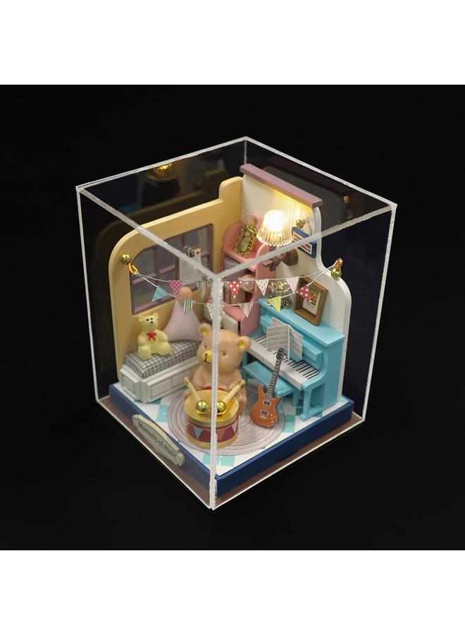 Bluejw Hongda Diy Cabin Music Moment Wooden Handmade Architectural Assembled Mini Cabin Creative Toys Gift Ornaments - Image 1