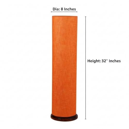 BTR CRAFTS® Wooden Base Cylinder Shape Corner Decorative Floor Lamp, Pack of 1 (Bulb not Included) (Orange Texture) for Living Room, Bedroom, Corner, Home, Hotel, Office - Image 3