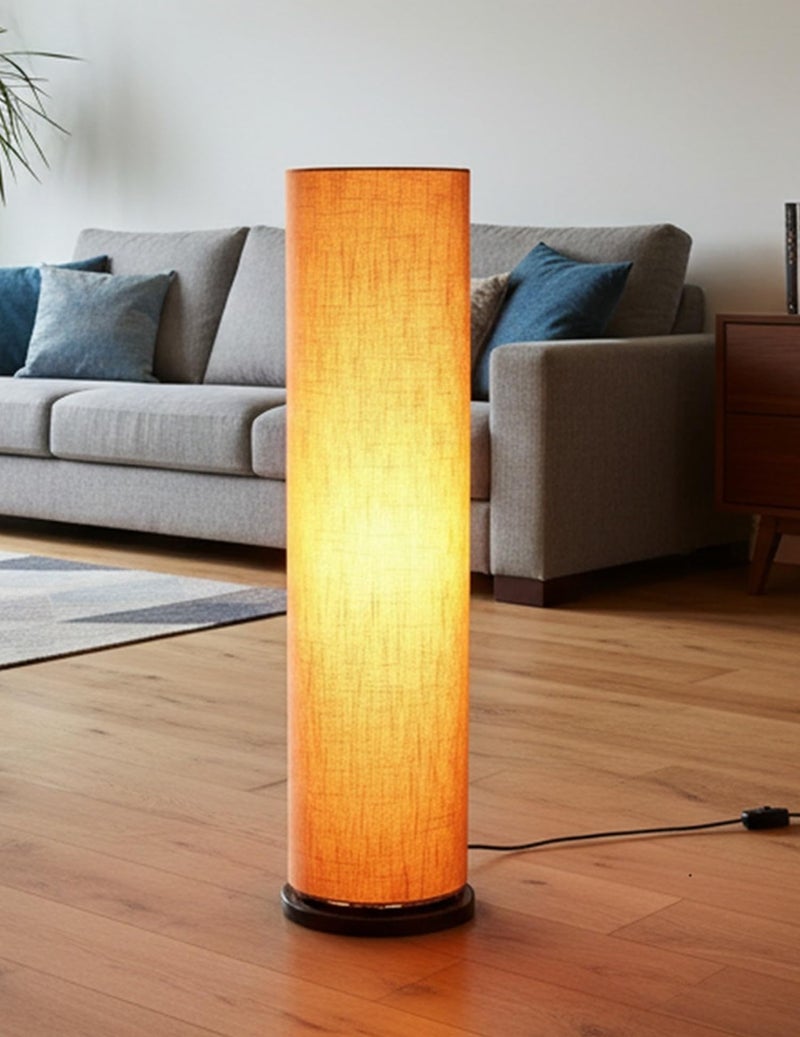 BTR CRAFTS® Wooden Base Cylinder Shape Corner Decorative Floor Lamp, Pack of 1 (Bulb not Included) (Orange Texture) for Living Room, Bedroom, Corner, Home, Hotel, Office - Image 5