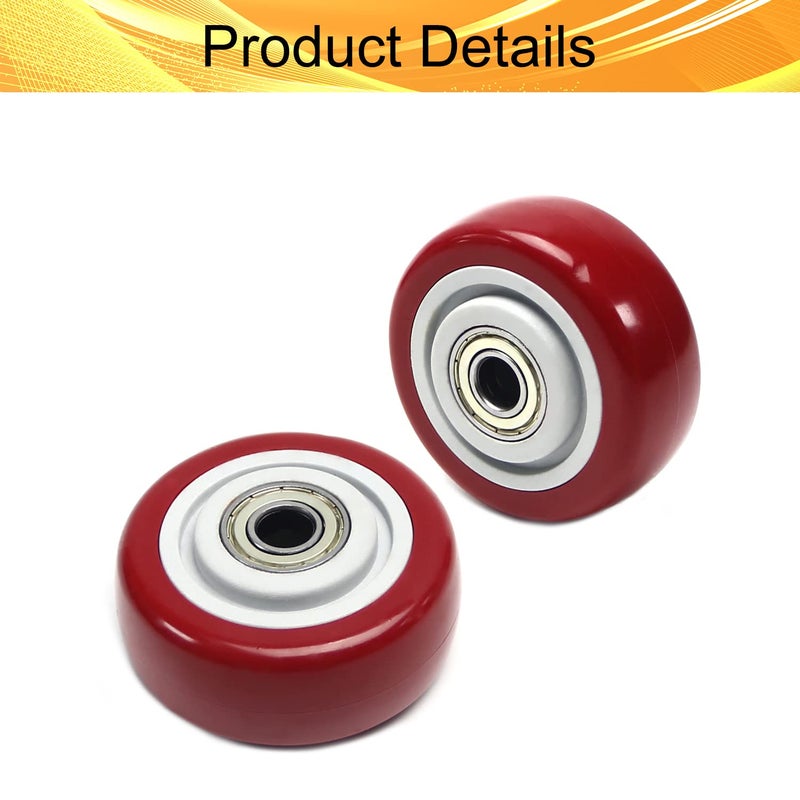 Juvielich 4Pcs Push Cart Wheels 3 Inch PU Caster Wheels Bearings Repair Kits,Heavy Duty Plate Casters Wheels with 3/8 inch bore,Shelf replacement 3â€ x 1.25â€ caster wheel for Platform Trucks,Trolly - Image 3