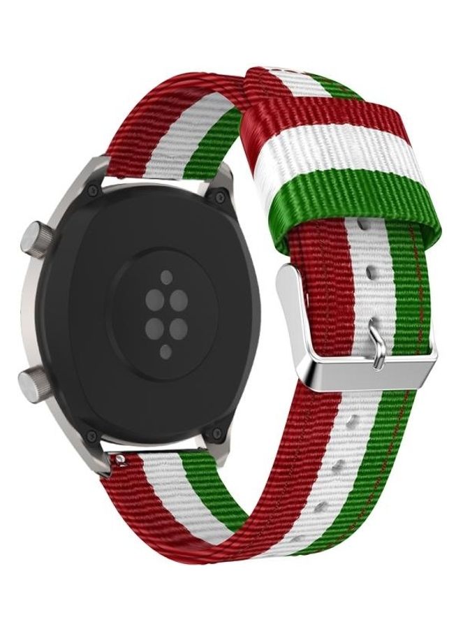 Nylon Single Ring Strap 22mm For Huawei Watch GT2e GT2 46mm Red/White/Green - Image 2