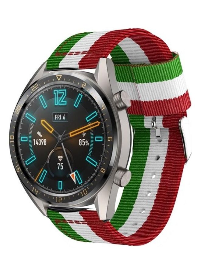 Nylon Single Ring Strap 22mm For Huawei Watch GT2e GT2 46mm Red/White/Green - Image 1