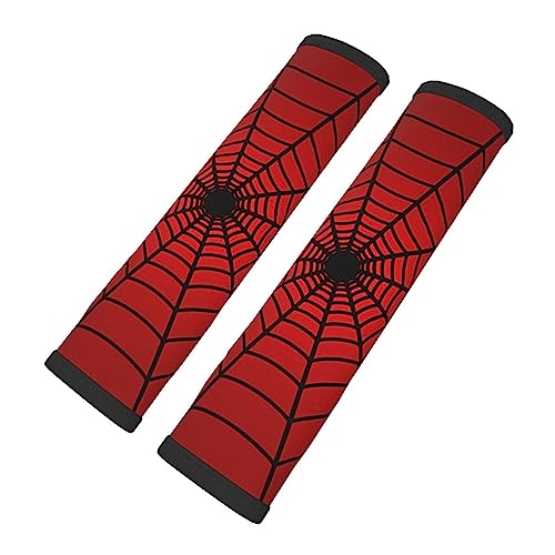 YANGDADA Stylish Red Spider Web Seat Belt Covers Soft Comfortable Shoulder Strap Pads for Adults Universal Car Accessories - Pack of 2 - Image 1