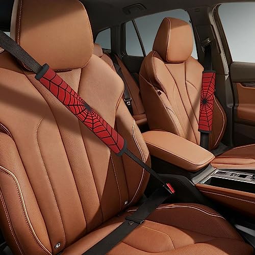 YANGDADA Stylish Red Spider Web Seat Belt Covers Soft Comfortable Shoulder Strap Pads for Adults Universal Car Accessories - Pack of 2 - Image 5