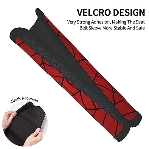 YANGDADA Stylish Red Spider Web Seat Belt Covers Soft Comfortable Shoulder Strap Pads for Adults Universal Car Accessories - Pack of 2 - Image 3