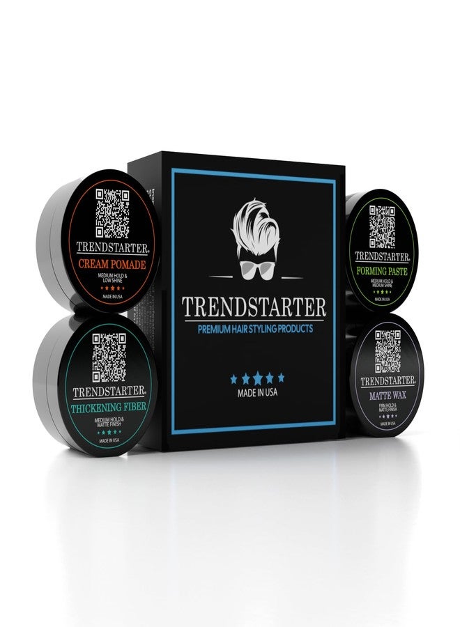 TRENDstarter تريندستارتر - عينة من معجون الشعر المات الفاخر للرجال - كريم، شمع، معجون تشكيل، ألياف مكثفة (أربع عينات 0.25 أونصة في علبة واحدة) - Image 1