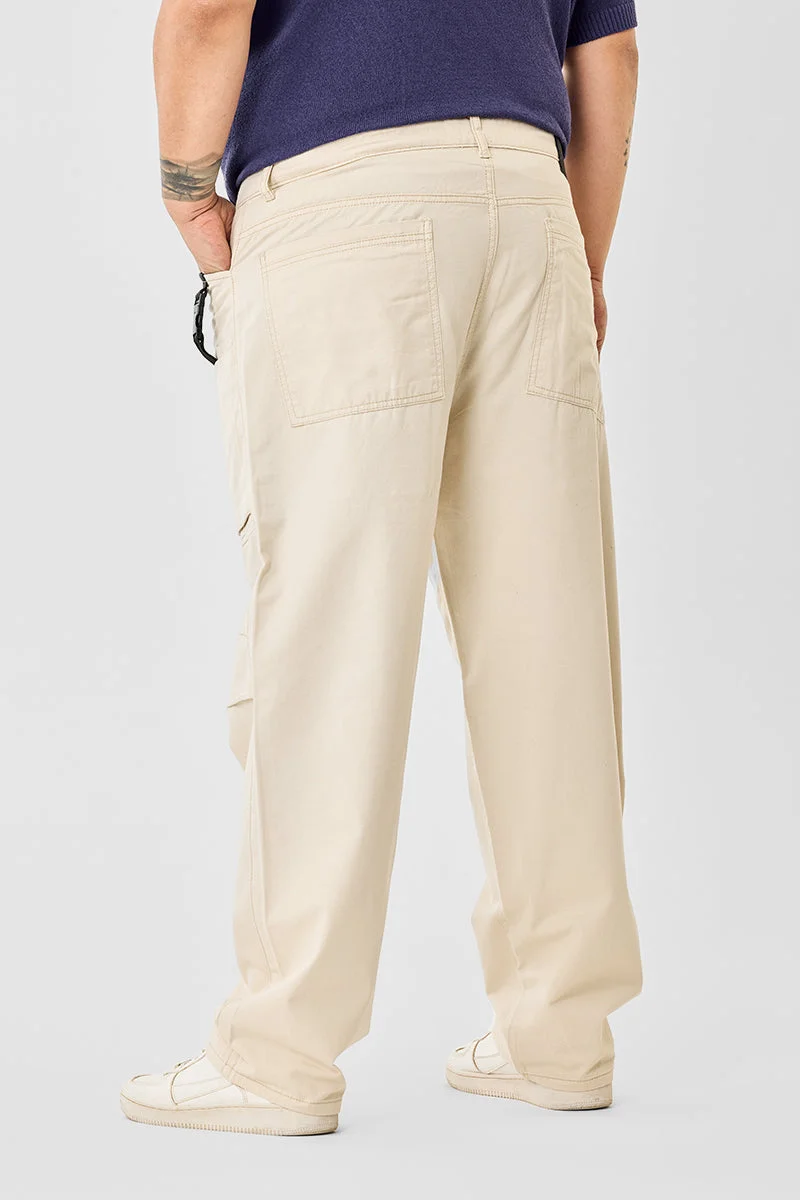 SNITCH Beige 6 Pocket Plus Size Cargo Pants for Men | Best Price UAE