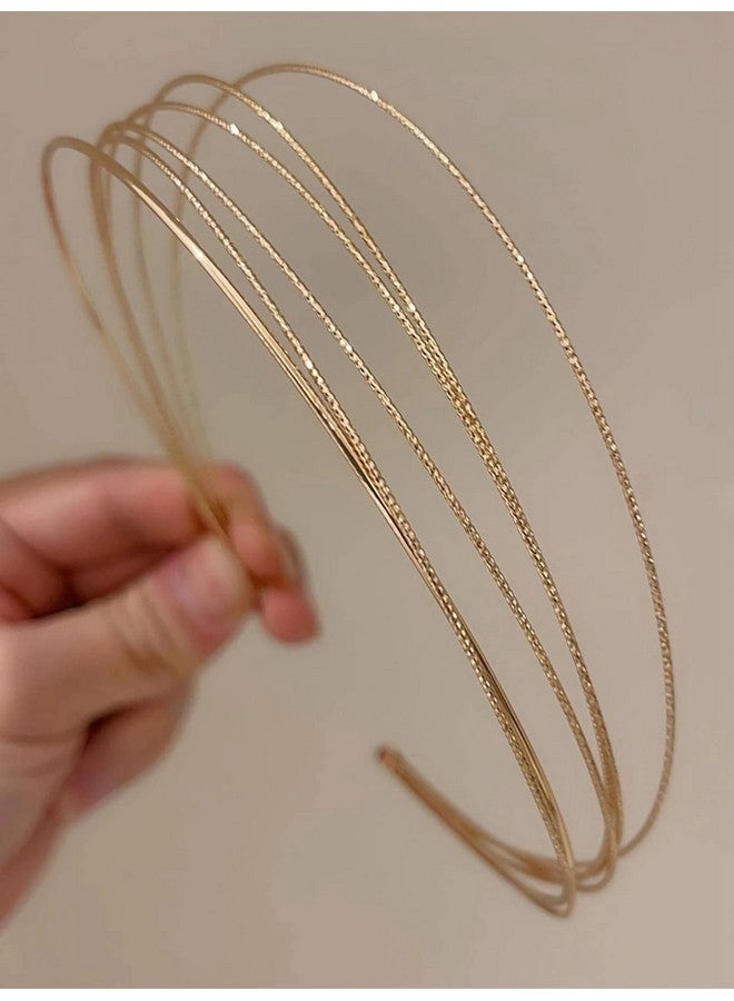 Tobeffect Multi Layers Metal Headbands For Women, 2Packs Fashion Thin Headband Layered Gold Elegant Hairbands Headpiece Hair Accessories For Girls - Image 1